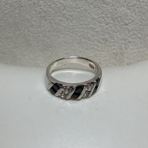 Sterling Silver Black & White Cubic Zirconia Ring